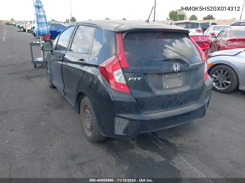 2016 Honda Fit Lx VIN: JHMGK5H52GX014312 Lot: 40858990