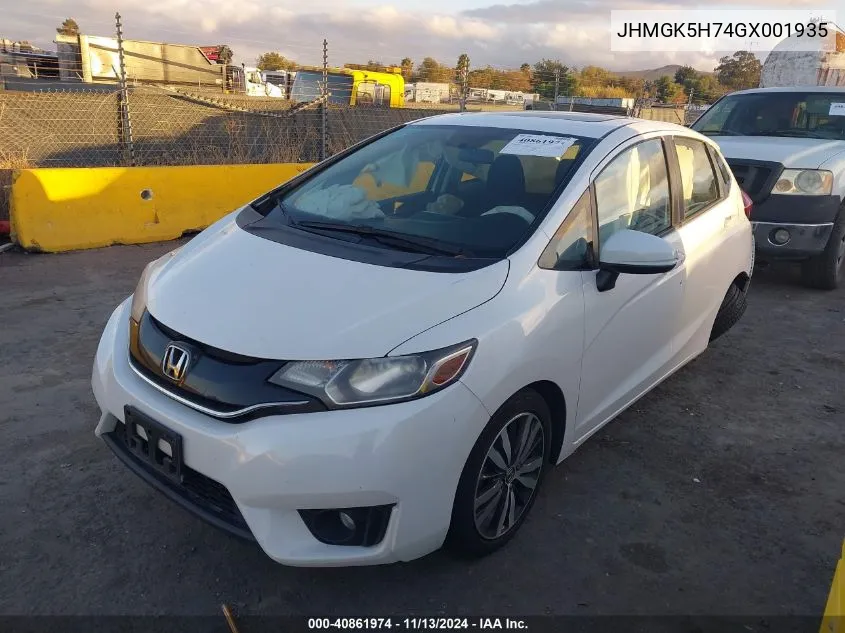 2016 Honda Fit Ex VIN: JHMGK5H74GX001935 Lot: 40861974