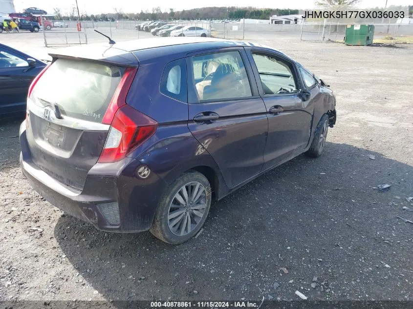 2016 Honda Fit Ex VIN: JHMGK5H77GX036033 Lot: 40878861