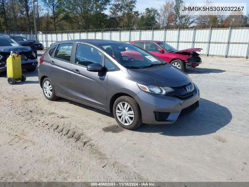 2016 Honda Fit Lx VIN: JHMGK5H53GX032267 Lot: 40882053