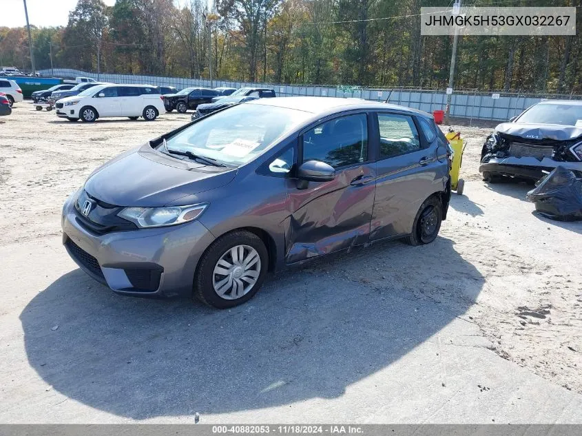 2016 Honda Fit Lx VIN: JHMGK5H53GX032267 Lot: 40882053