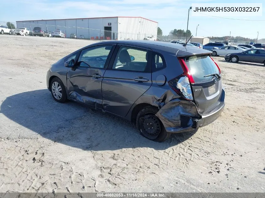 2016 Honda Fit Lx VIN: JHMGK5H53GX032267 Lot: 40882053