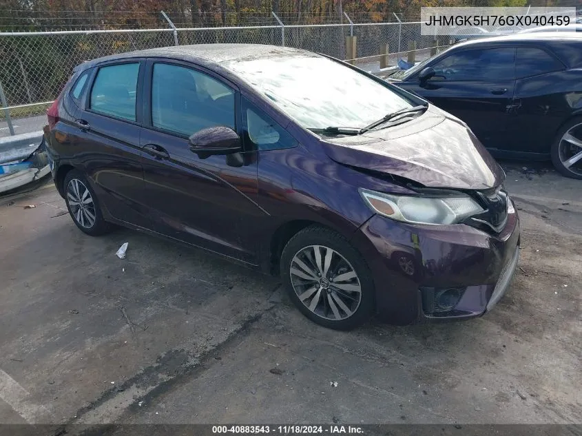 2016 Honda Fit Ex VIN: JHMGK5H76GX040459 Lot: 40883543