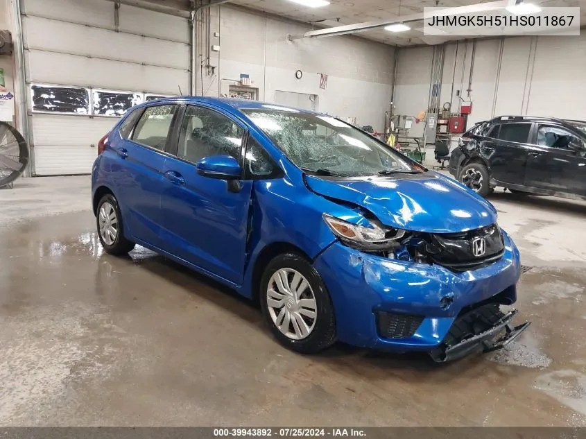 2017 Honda Fit Lx VIN: JHMGK5H51HS011867 Lot: 39943892