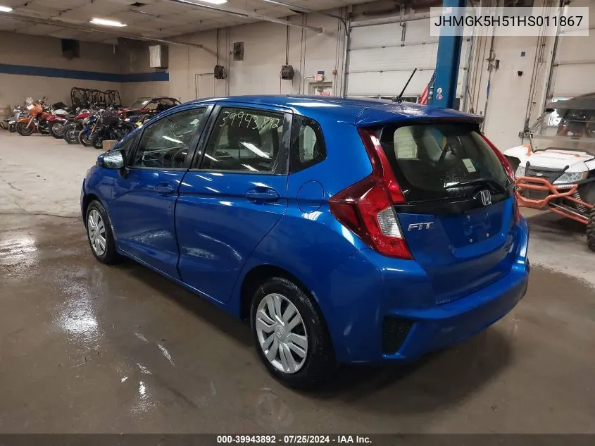 2017 Honda Fit Lx VIN: JHMGK5H51HS011867 Lot: 39943892