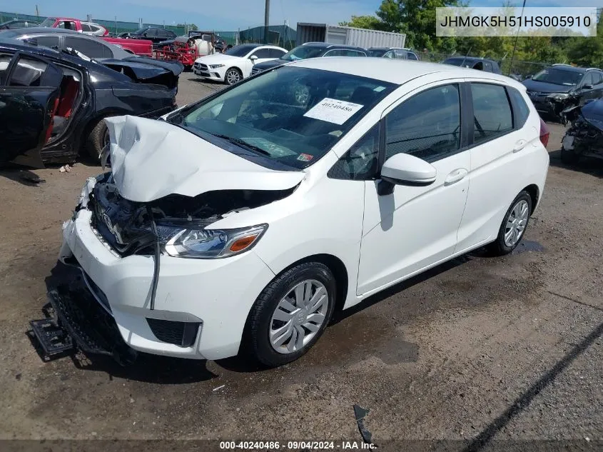 JHMGK5H51HS005910 2017 Honda Fit Lx