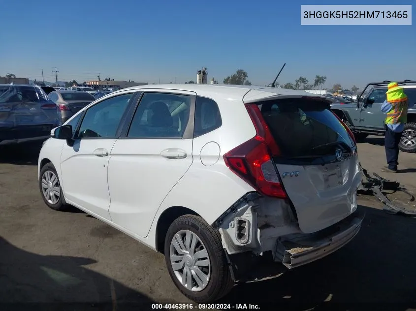 2017 Honda Fit Lx VIN: 3HGGK5H52HM713465 Lot: 40463916