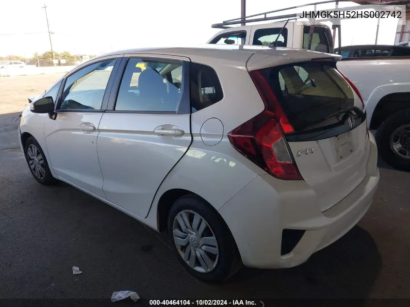 2017 Honda Fit Lx VIN: JHMGK5H52HS002742 Lot: 40464104