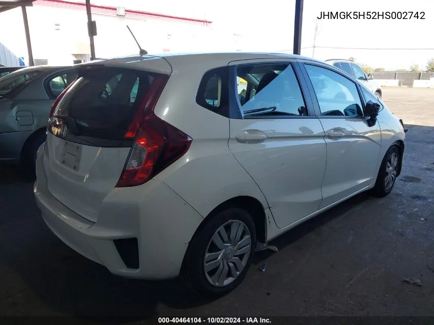 2017 Honda Fit Lx VIN: JHMGK5H52HS002742 Lot: 40464104