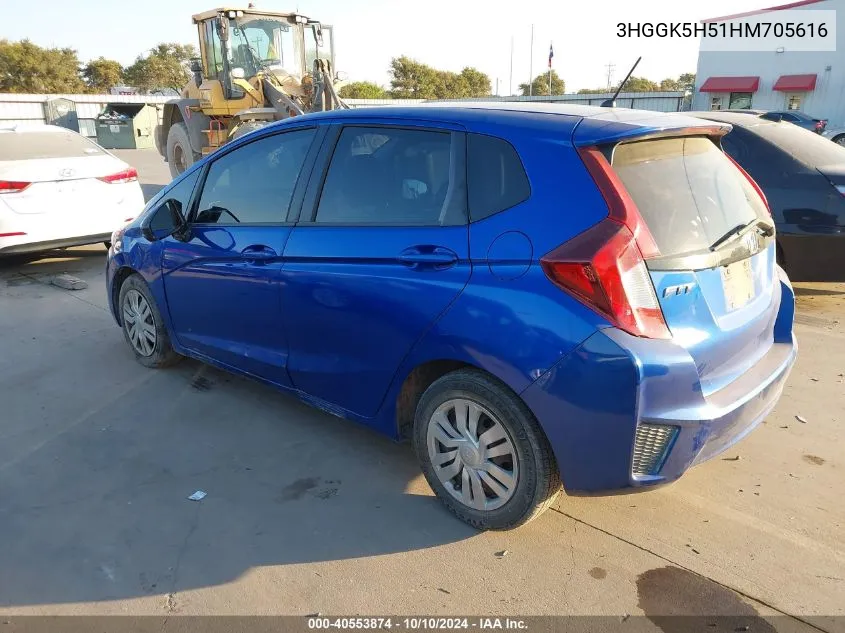 2017 Honda Fit Lx VIN: 3HGGK5H51HM705616 Lot: 40553874