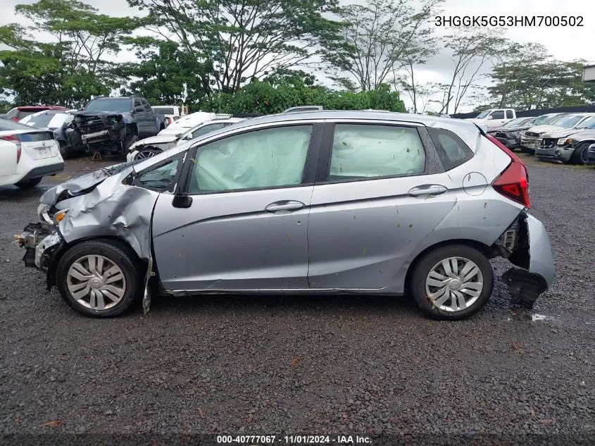 2017 Honda Fit Lx VIN: 3HGGK5G53HM700502 Lot: 40777067