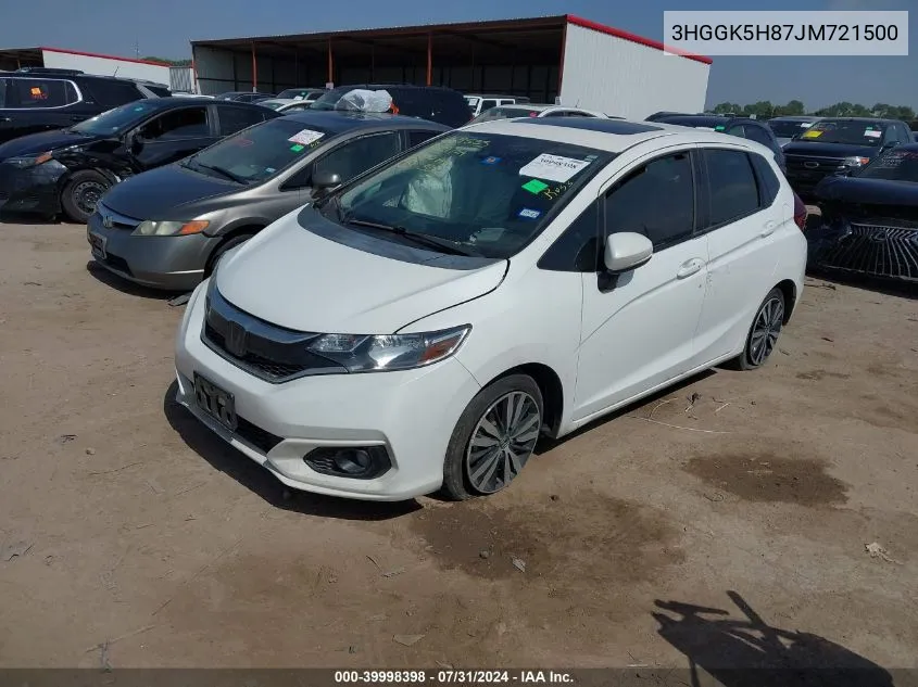 2018 Honda Fit Ex VIN: 3HGGK5H87JM721500 Lot: 39998398