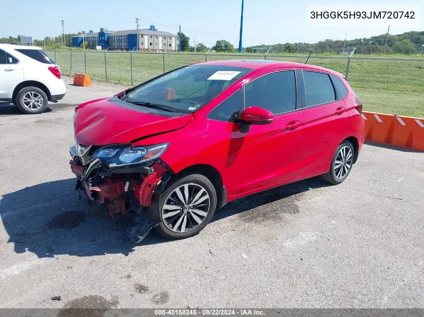 2018 Honda Fit Ex-L VIN: 3HGGK5H93JM720742 Lot: 40158245