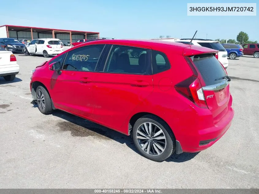 2018 Honda Fit Ex-L VIN: 3HGGK5H93JM720742 Lot: 40158245