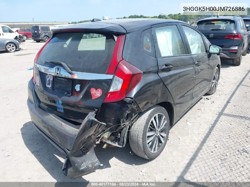 2018 Honda Fit Ex-L VIN: 3HGGK5H00JM726886 Lot: 40177104