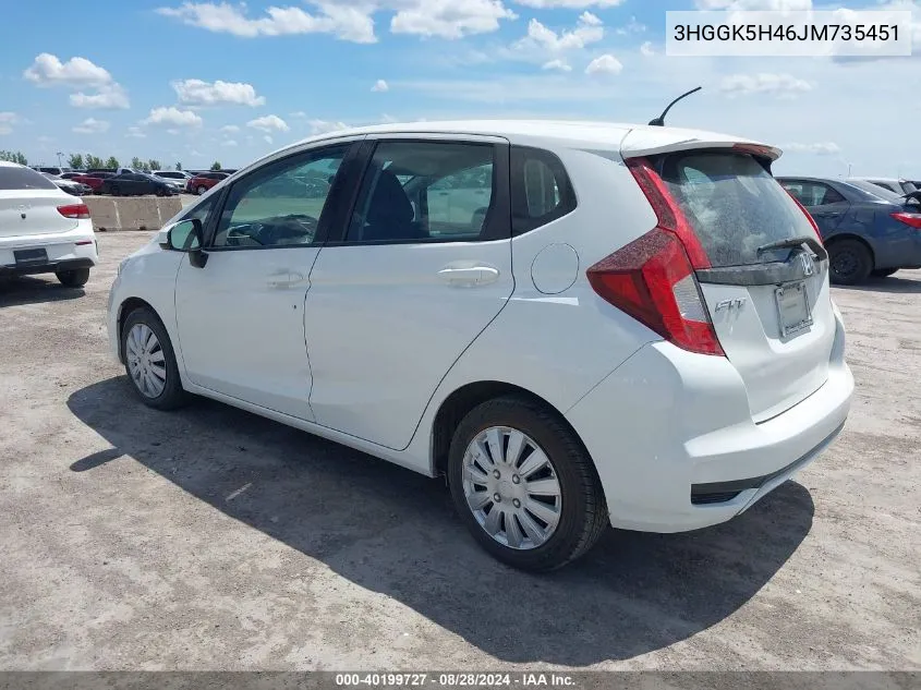 2018 Honda Fit Lx VIN: 3HGGK5H46JM735451 Lot: 40199727