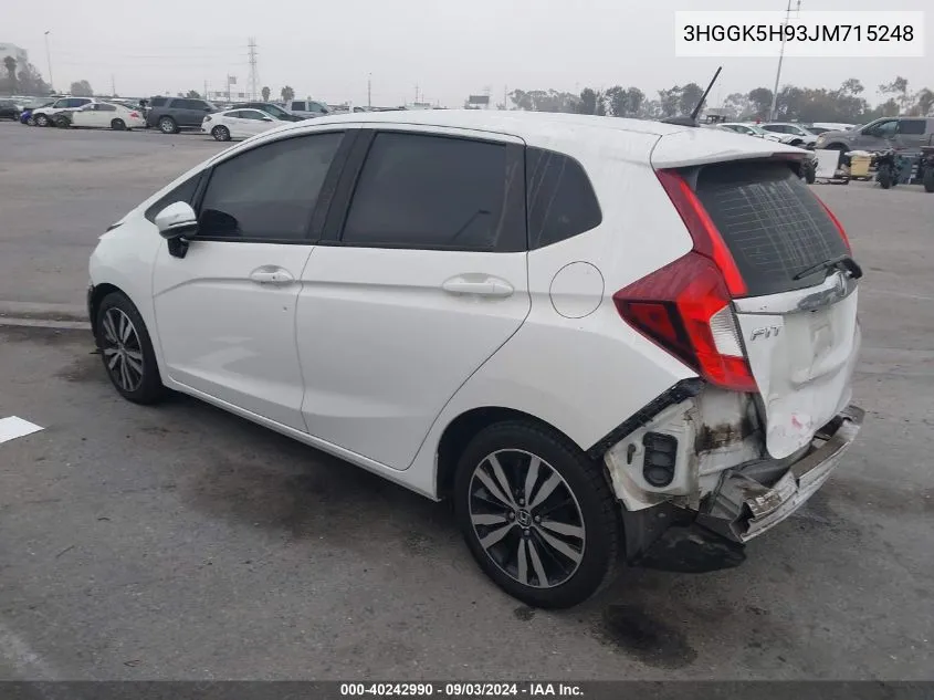 2018 Honda Fit Ex-L VIN: 3HGGK5H93JM715248 Lot: 40242990