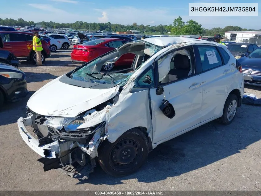 2018 Honda Fit Lx VIN: 3HGGK5H42JM735804 Lot: 40495458