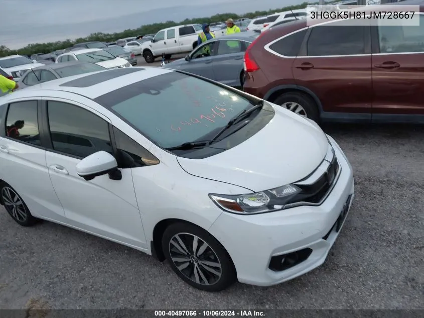 2018 Honda Fit Ex/Exl VIN: 3HGGK5H81JM728667 Lot: 40497066