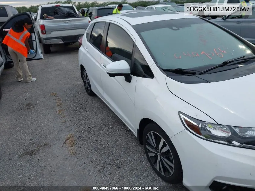 2018 Honda Fit Ex/Exl VIN: 3HGGK5H81JM728667 Lot: 40497066