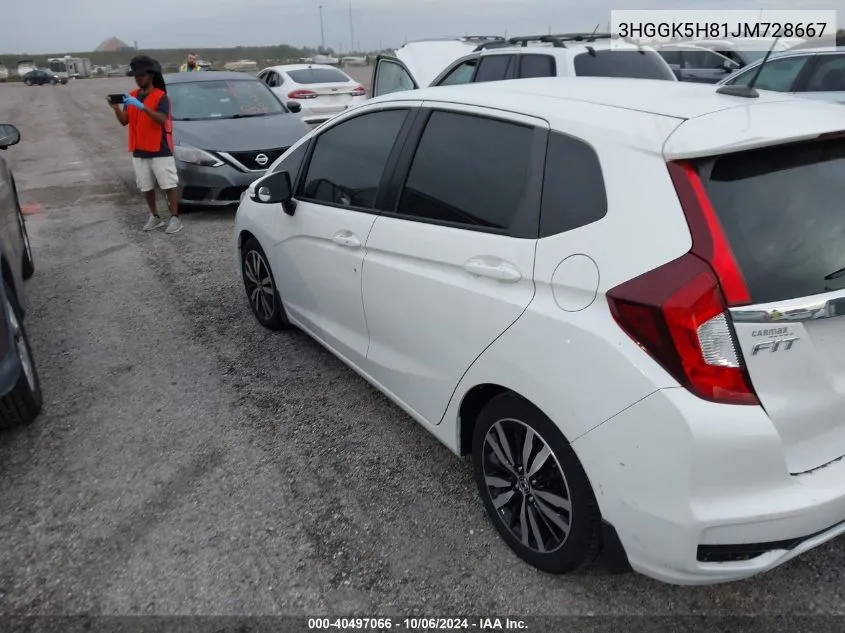 2018 Honda Fit Ex/Exl VIN: 3HGGK5H81JM728667 Lot: 40497066