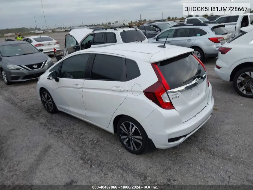 2018 Honda Fit Ex/Exl VIN: 3HGGK5H81JM728667 Lot: 40497066