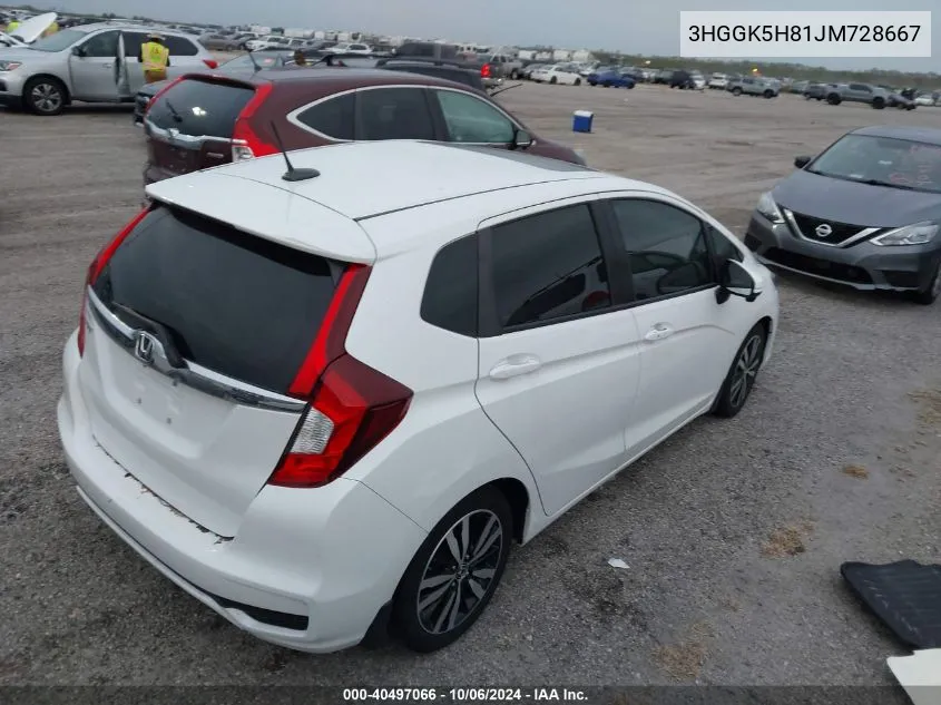 2018 Honda Fit Ex/Exl VIN: 3HGGK5H81JM728667 Lot: 40497066