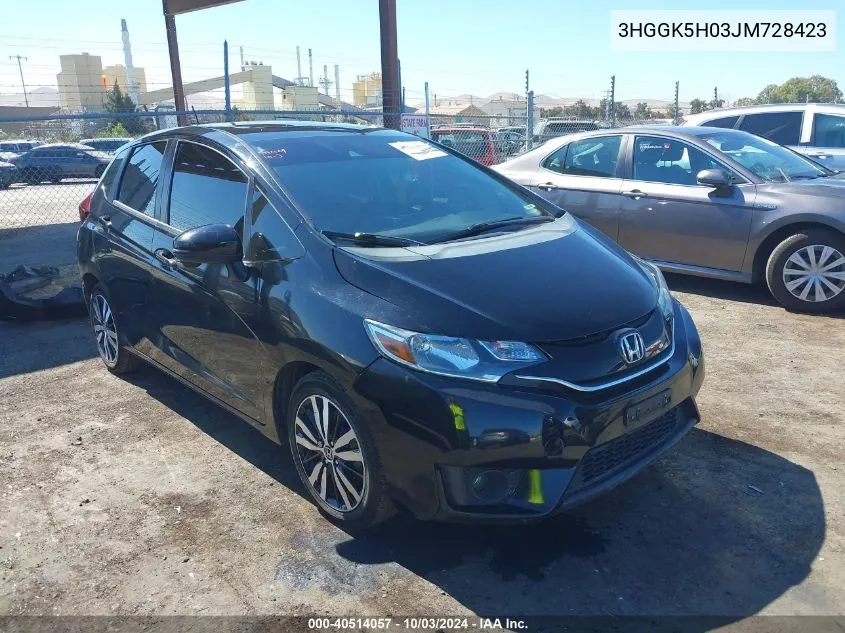 2018 Honda Fit Ex-L VIN: 3HGGK5H03JM728423 Lot: 40514057