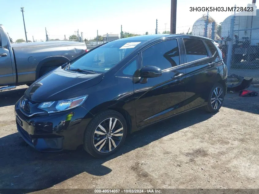 2018 Honda Fit Ex-L VIN: 3HGGK5H03JM728423 Lot: 40514057