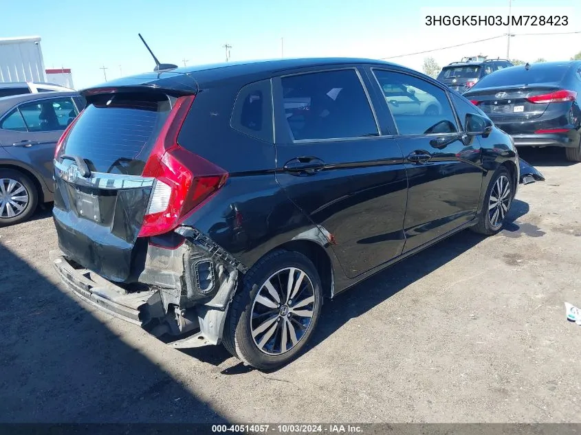 2018 Honda Fit Ex-L VIN: 3HGGK5H03JM728423 Lot: 40514057