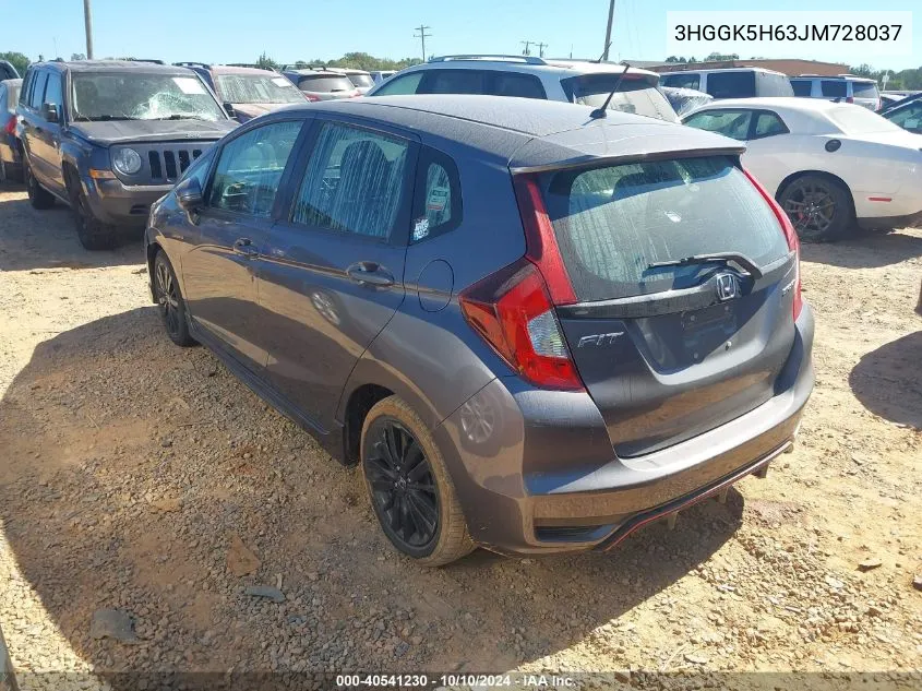 2018 Honda Fit Sport VIN: 3HGGK5H63JM728037 Lot: 40541230