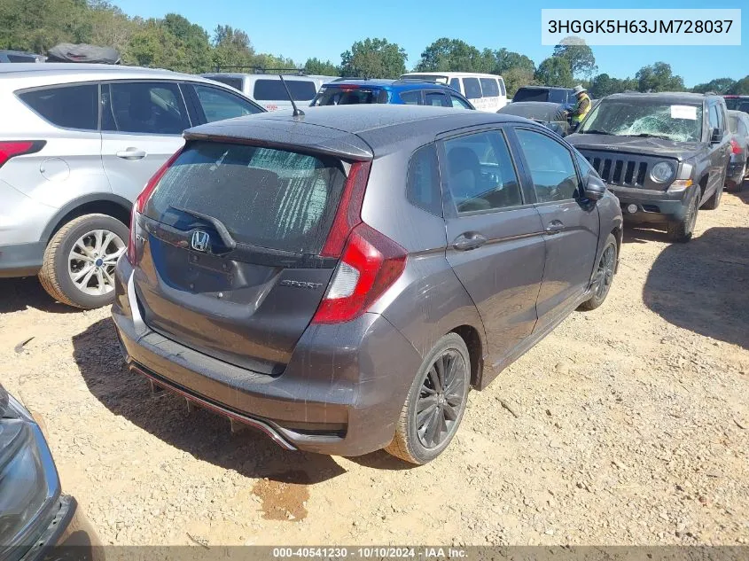 2018 Honda Fit Sport VIN: 3HGGK5H63JM728037 Lot: 40541230