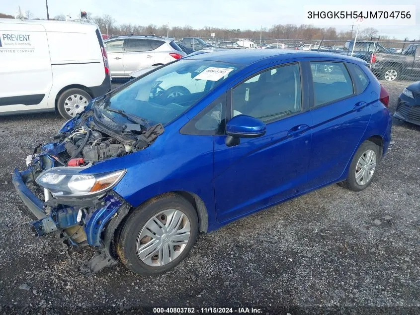 2018 Honda Fit Lx VIN: 3HGGK5H54JM704756 Lot: 40803782