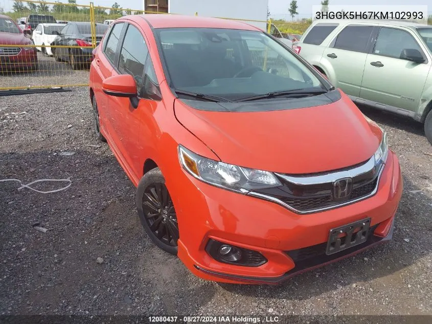 3HGGK5H67KM102993 2019 Honda Fit