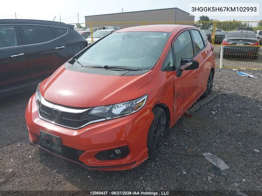 3HGGK5H67KM102993 2019 Honda Fit