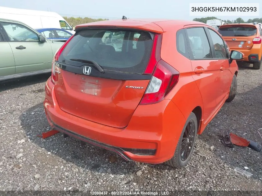 3HGGK5H67KM102993 2019 Honda Fit