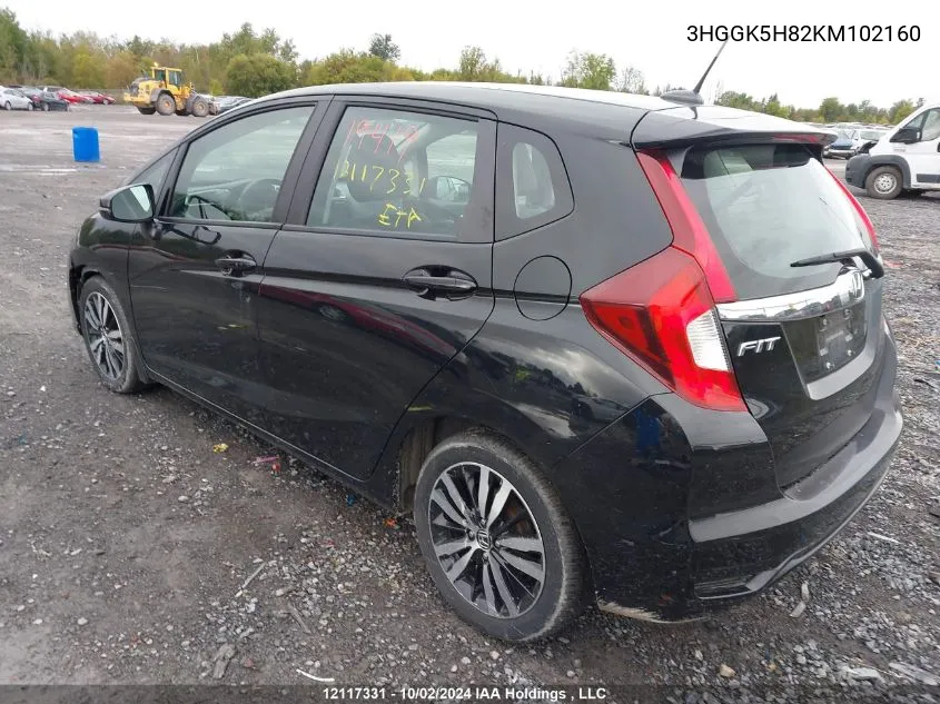 2019 Honda Fit VIN: 3HGGK5H82KM102160 Lot: 12117331