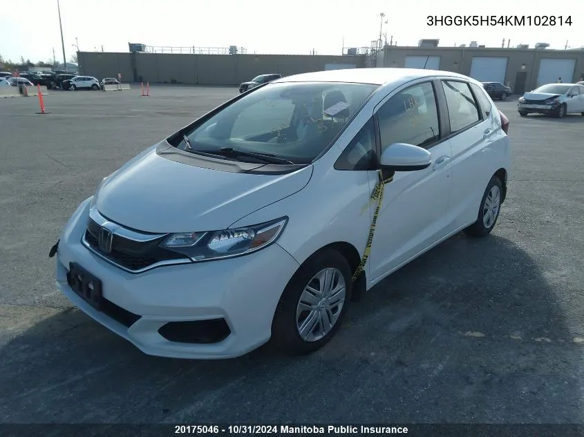 2019 Honda Fit Lx VIN: 3HGGK5H54KM102814 Lot: 20175046