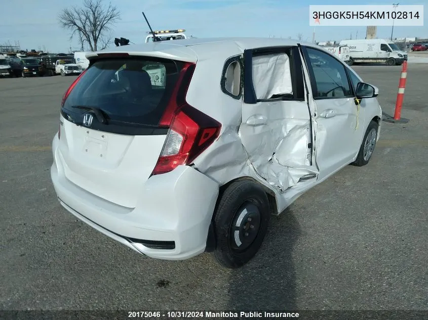 2019 Honda Fit Lx VIN: 3HGGK5H54KM102814 Lot: 20175046