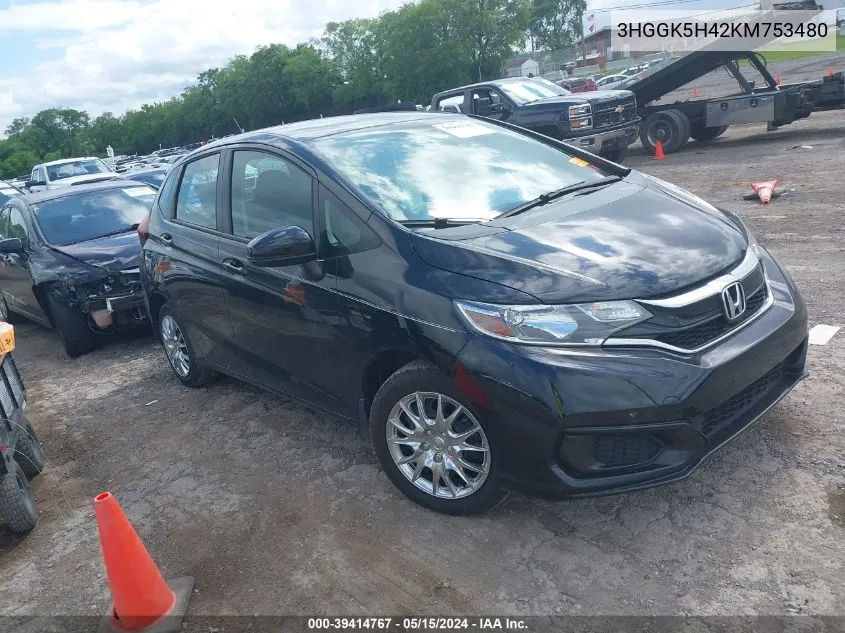 2019 Honda Fit Lx VIN: 3HGGK5H42KM753480 Lot: 39414767