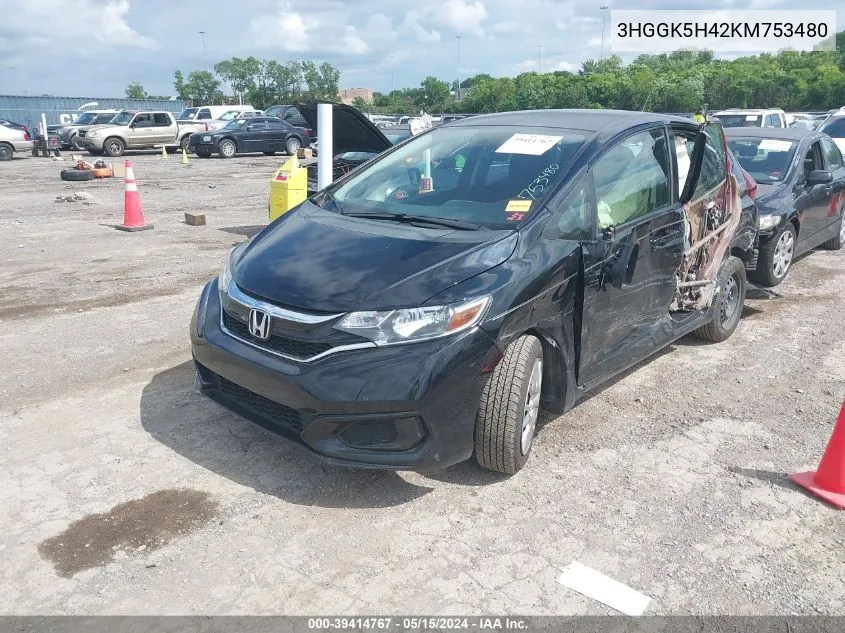 2019 Honda Fit Lx VIN: 3HGGK5H42KM753480 Lot: 39414767