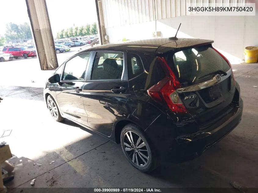 2019 Honda Fit Ex VIN: 3HGGK5H89KM750420 Lot: 39900989