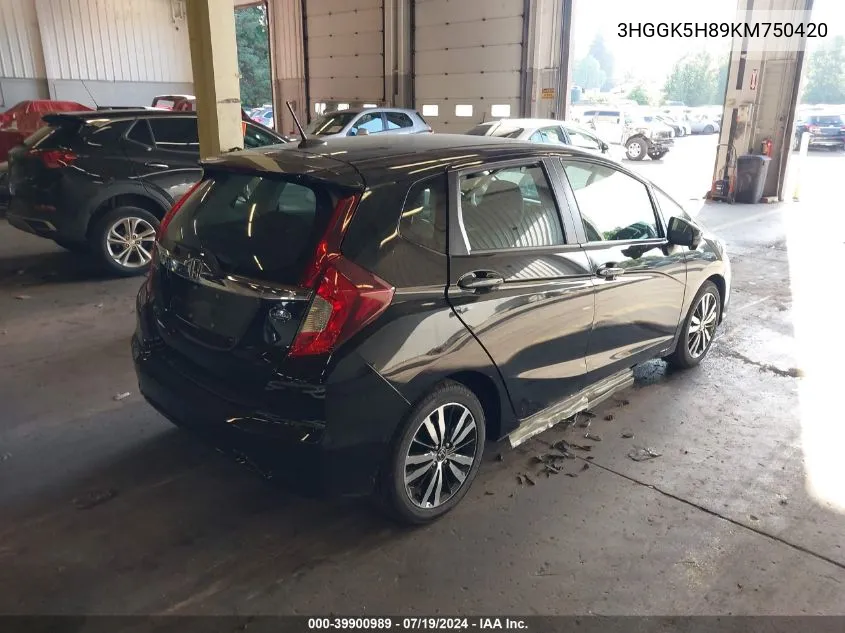 2019 Honda Fit Ex VIN: 3HGGK5H89KM750420 Lot: 39900989