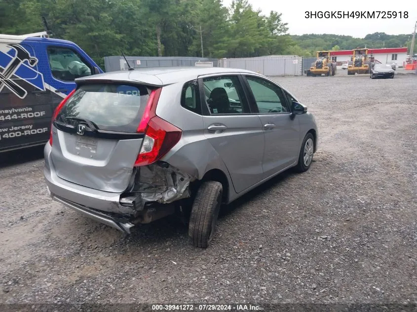 2019 Honda Fit Lx VIN: 3HGGK5H49KM725918 Lot: 39941272