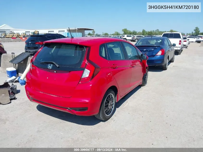 2019 Honda Fit Lx VIN: 3HGGK5H41KM720180 Lot: 39959777