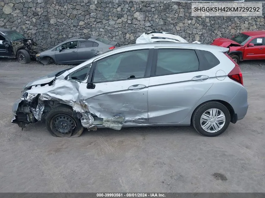 3HGGK5H42KM729292 2019 Honda Fit Lx