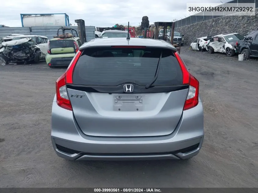 2019 Honda Fit Lx VIN: 3HGGK5H42KM729292 Lot: 39993561