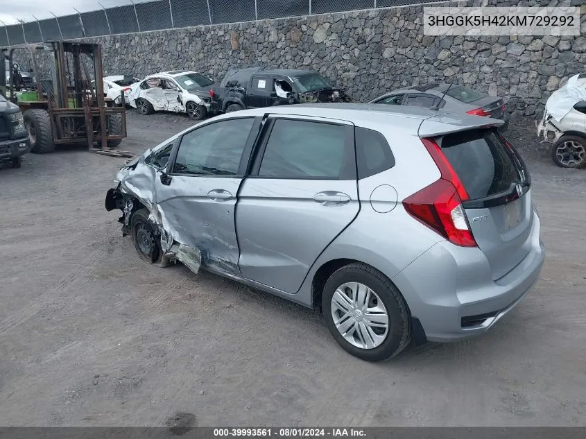 2019 Honda Fit Lx VIN: 3HGGK5H42KM729292 Lot: 39993561