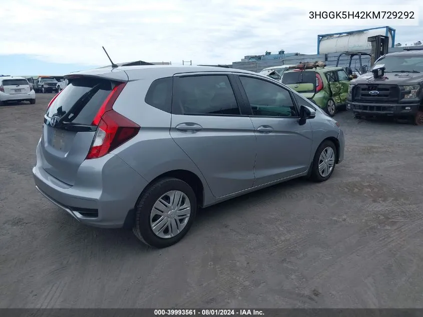 3HGGK5H42KM729292 2019 Honda Fit Lx