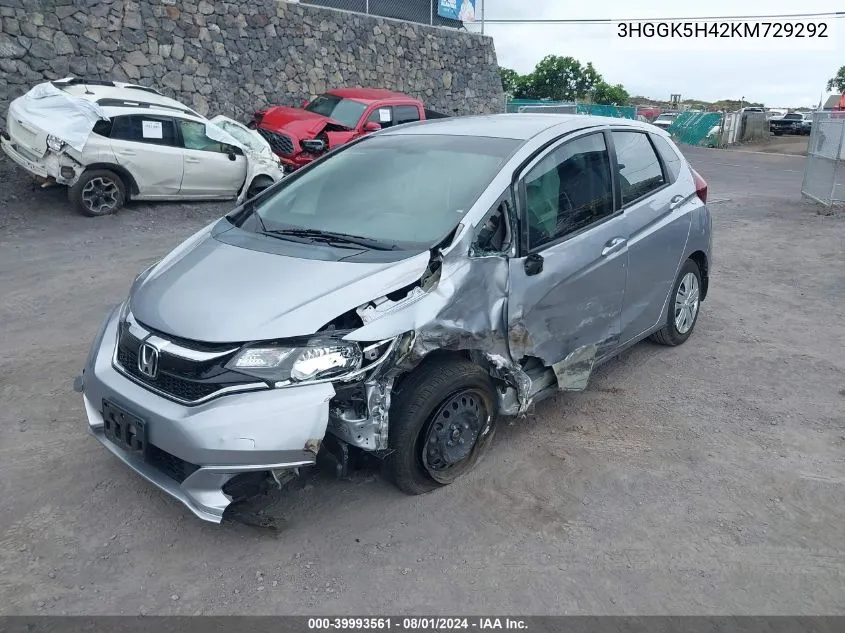 2019 Honda Fit Lx VIN: 3HGGK5H42KM729292 Lot: 39993561